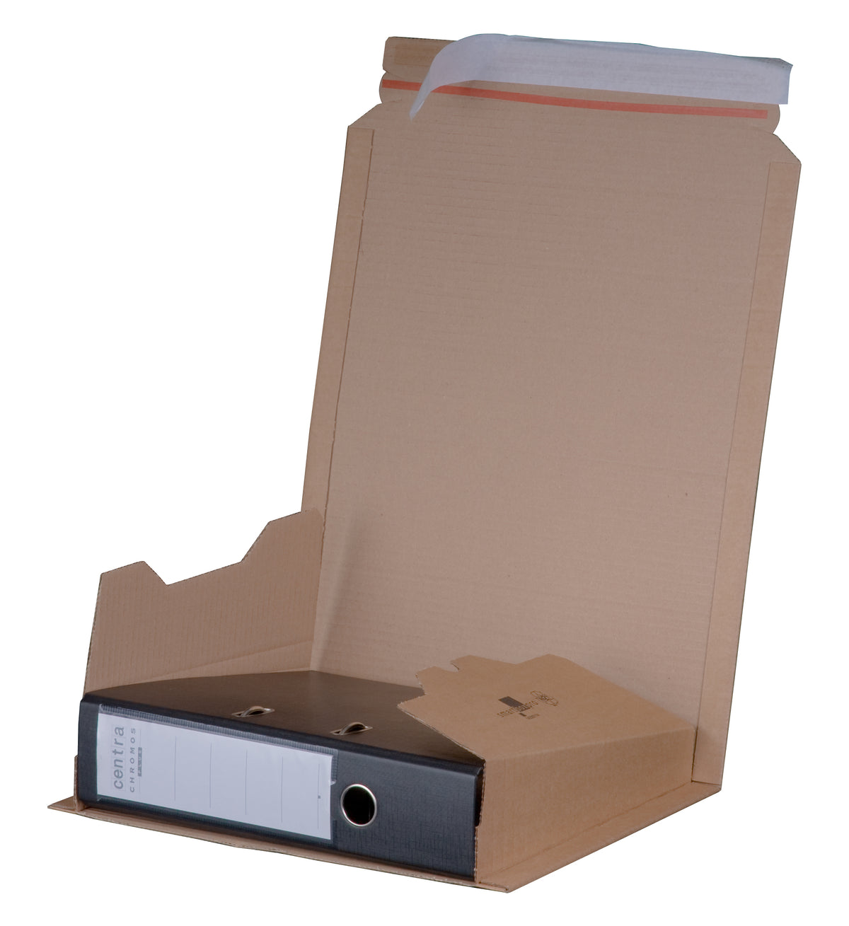 Ordnerversandverpackung DIN A4 braun 320 x 285 x 35-80 mm mit Haftklebung und Aufreißfaden