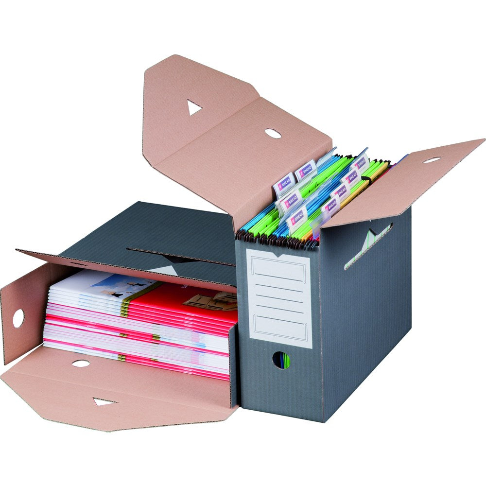 Archivbox für Hängemappen 330 x 120 x 265 mm, anthrazit, wiederverschließbar