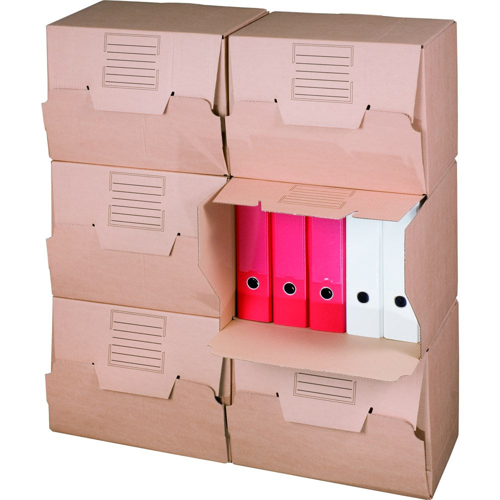 Archivbox 426 x 326 x 295 mm braun, großes Beschriftungsfeld