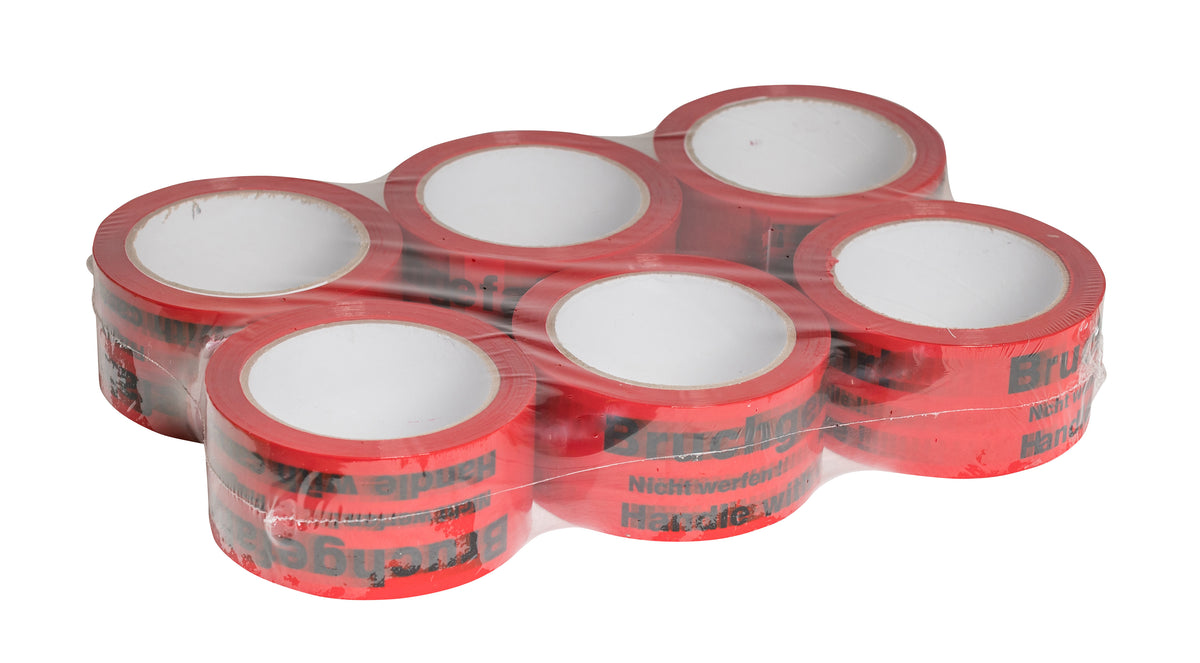 PP Signalklebeband „Bruchgefahr“ 50 mm x 66 m, 3-sprachig