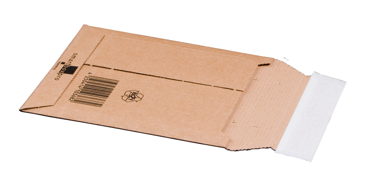 Versandtasche aus Wellpappe CD 145 x 190 x 25 mm, braun, mit Selbstklebeverschluss und Aufreißfaden