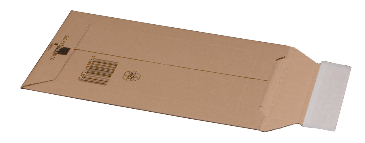 Versandtasche aus Wellpappe DVD 150 x 250 x 50 mm braun mit Haftklebung und Aufreißfaden