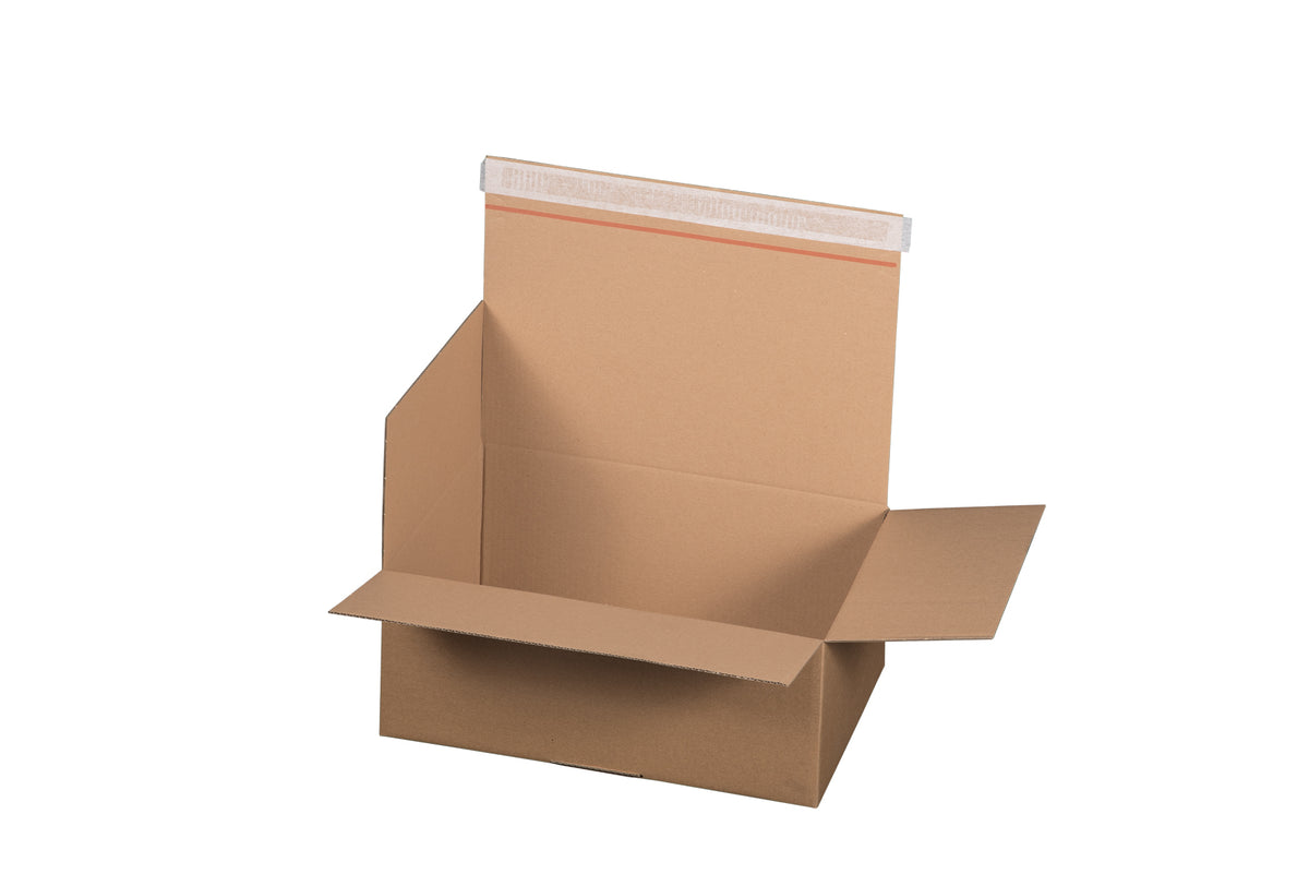 Automatikbodenkarton 350 x 256 x 135 mm braun mit Selbstklebeverschluss und Aufreißfaden