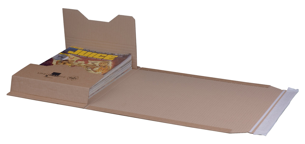 Universalverpackung C4+ mit Selbstklebeverschluss und Aufreißfaden, braun, variable Füllhöhe