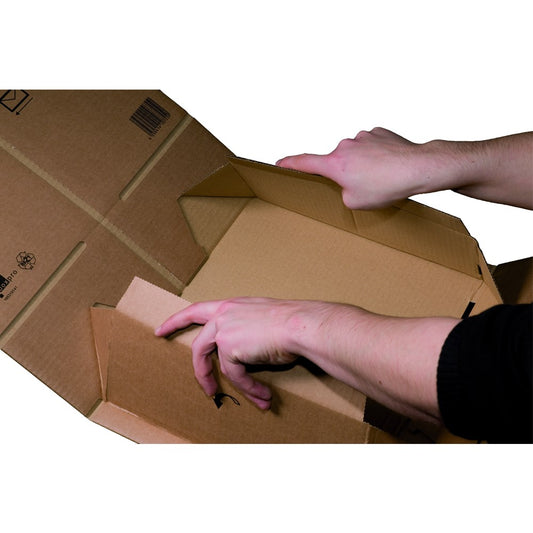 Pack-Box A3+ 460 x 305 x 160 mm mit Haftklebung und Aufreißfaden, braun