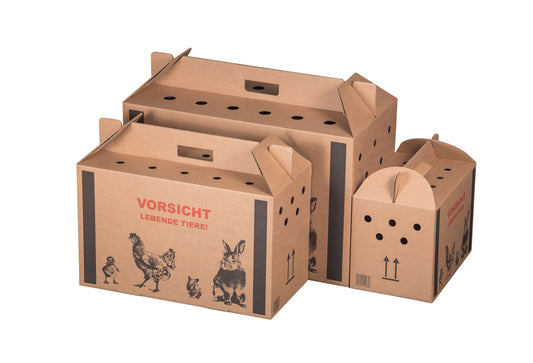 Transportkarton "Lebende Tiere" 580 x 309 x 369 mm, braun