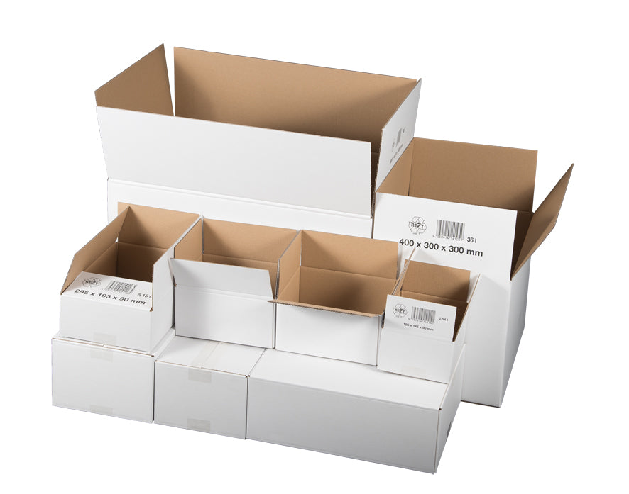 Verpackungs- und Versandkarton 1-wellig, weiß, 195 x 145 x 90 mm