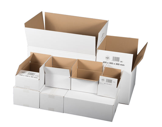 Verpackungs- und Versandkarton 2-wellig, weiß, 600 x 400 x 400 mm