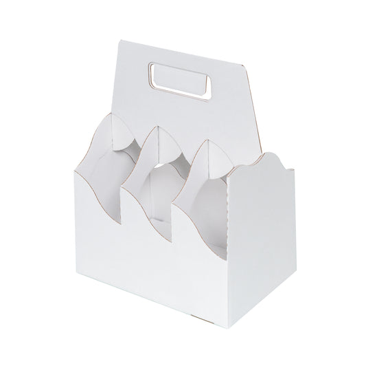 Flaschenträger aus Wellpappe für 6 Flaschen 213 x 140 x 269 mm weiß