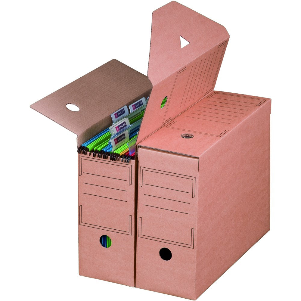 Archivbox für Hängemappen 328 x 115 x 239 mm, braun, wiederverschließbar