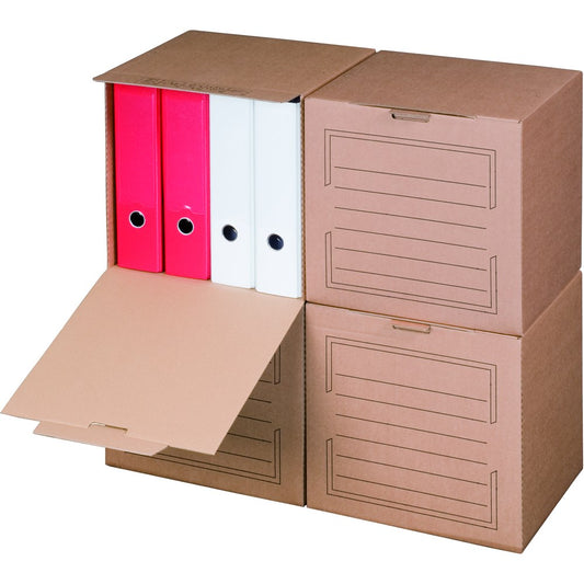 Archivbox 297 x 334 x 330 mm, braun, mit Frontklappe