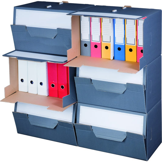 Archivbox für Ordner mit Frontklappe und Deckel 504 x 325 x 305 mm anthrazit