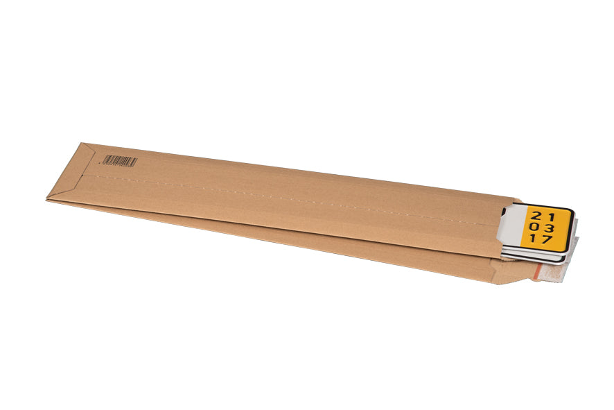 Versandtasche aus Wellpappe für KFZ-Kennzeichen 140 x 590 x 50 mm